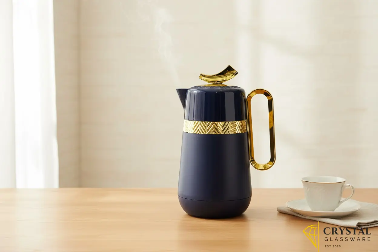 Parati brand vacuum flask with vibrant gold patterned